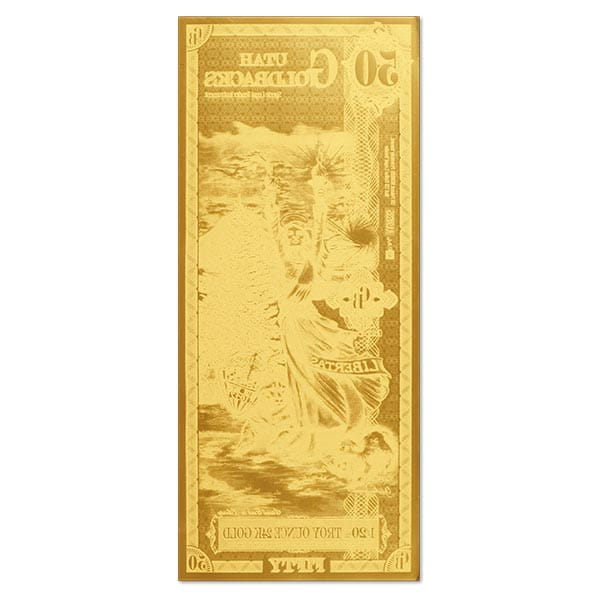 50 Utah Goldback - Libertas, 1/20th Troy Oz 24K Gold-Backed Bill