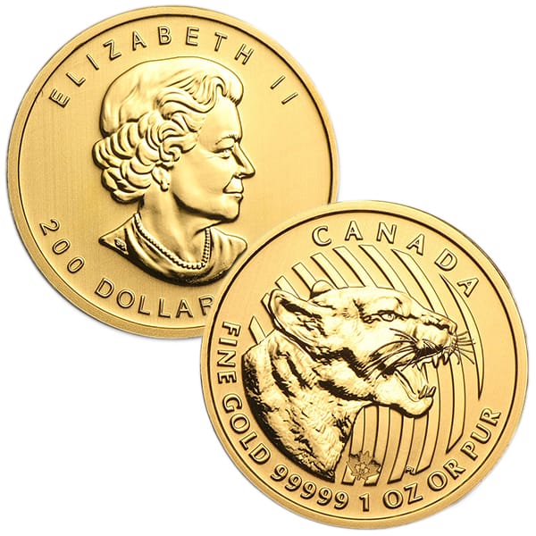 2015 Canadian Growling Cougar - 1 Troy Oz .99999 Pure Gold (In Assay)