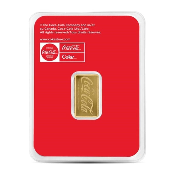 Coca-Cola Gold Bar, 1/2 Gram .9999 Pure in Assay Package