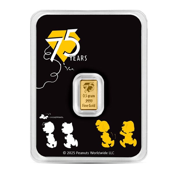 Peanuts Snoopy Gold Bar, 1/2 Gram .9999 Pure in Assay Package
