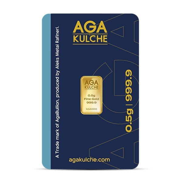 AgaBullion Gold Bar, 1/2 Gram, .9999 Pure in Assay Package