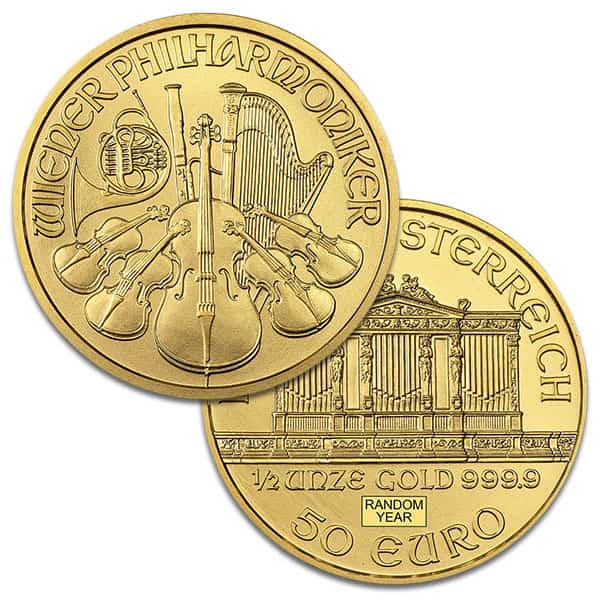 1/2 Ounce Austrian Philharmonic - Gold, .9999 Pure