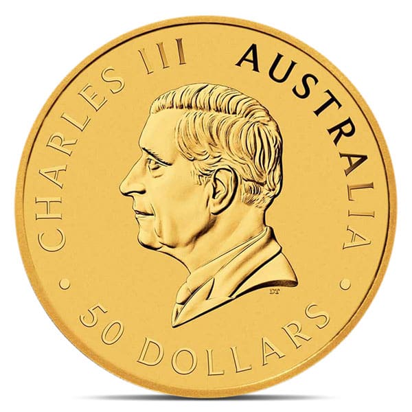1/2 Oz Gold Australian Kangaroo, King Charles III - .9999 Pure (Random Date)