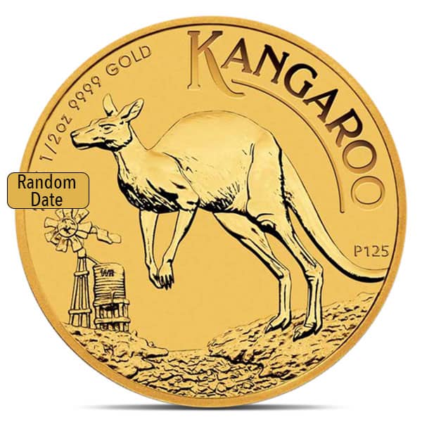 1/2 Oz Gold Australian Kangaroo, King Charles III - .9999 Pure (Random Date)