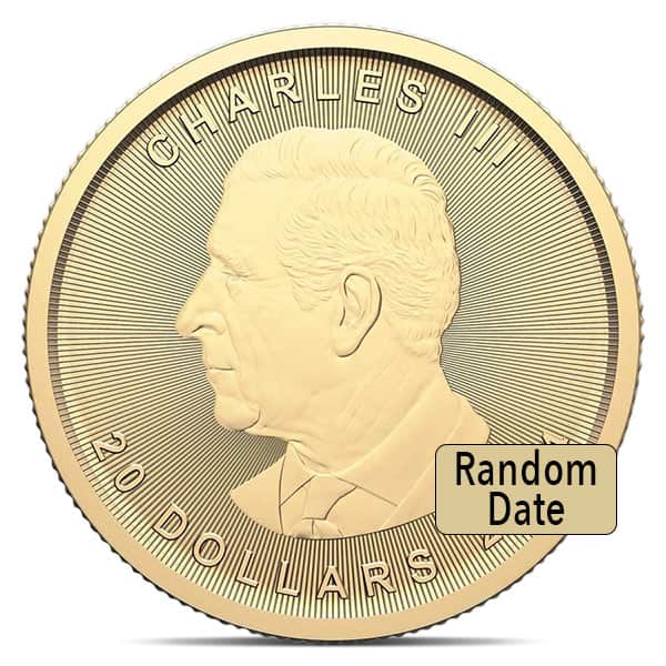 1/2 Oz Gold Canadian Maple Leaf, King Charles III - .9999 Pure (Random Date)