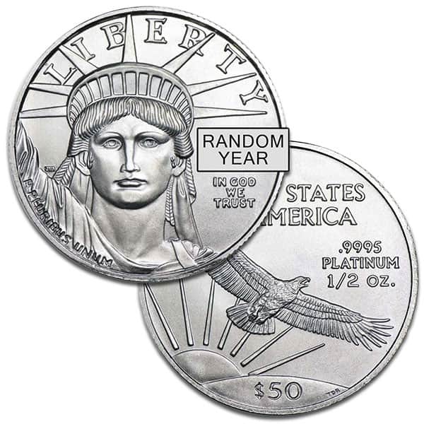 1/2 Oz Platinum American Eagle, Any Date/Type, .9995 Pure