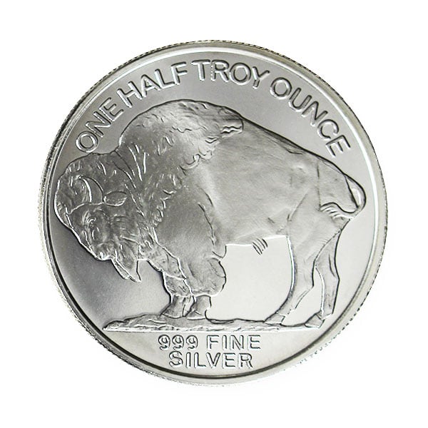 1/2 Troy Ounce Buffalo SILVER Round, .999 Pure