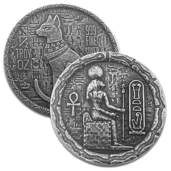 Egyptian Bastet 1/2 Oz Silver Round - .999 Pure