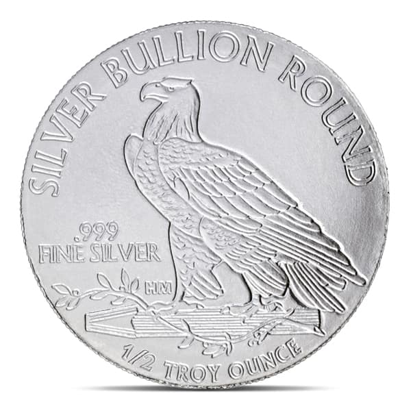 1/2 Troy Ounce Incuse Indian Silver Round, .999 Pure