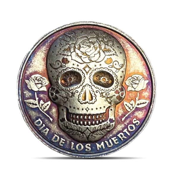 Day of the Dead 1/2 Oz Silver Round - Sugar Skull (Various Colors), Magnet - .999 Pure