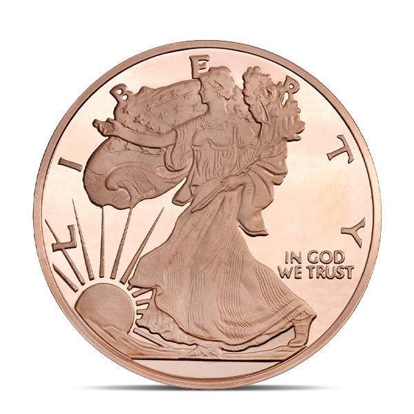 Copper Walking Liberty Round, HALF POUND, .999 Pure Copper