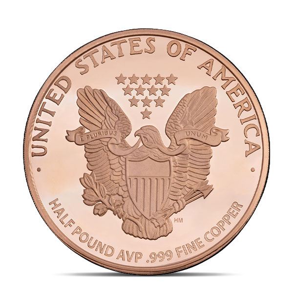Copper Walking Liberty Round, HALF POUND, .999 Pure Copper