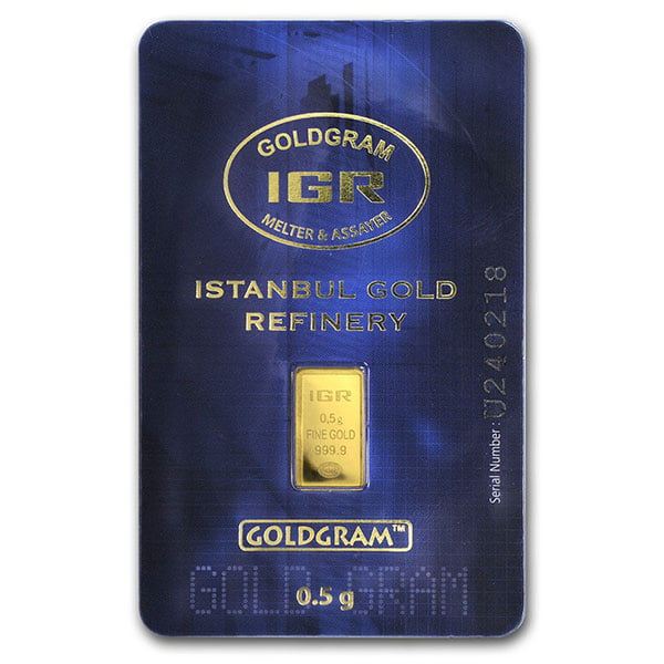 Gold Bar, 1/2 Gram in Assay Package (Brand our Choice)