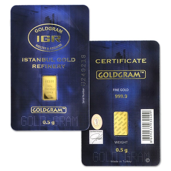 Gold Bar, 1/2 Gram in Assay Package (Brand our Choice)