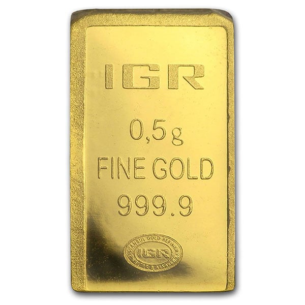 Gold Bar, 1/2 Gram .9999 Pure in Assay Package thumbnail