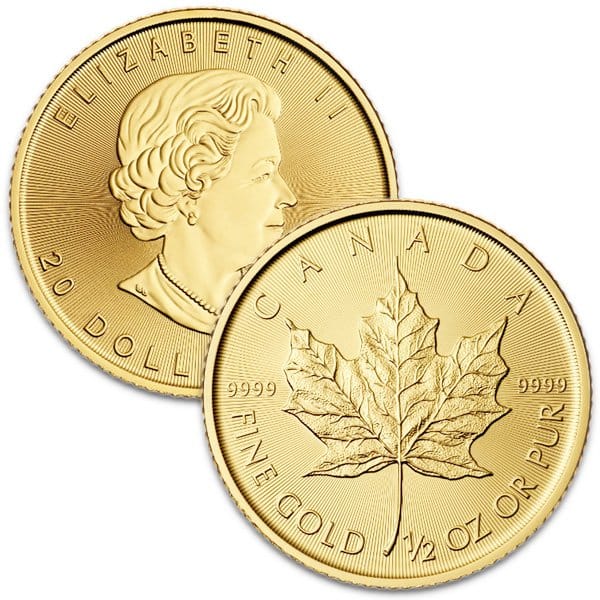 1/2 Oz Canadian Gold Maple Leaf Coins