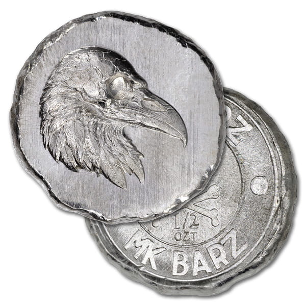 BAGUSバグースORIGINAL Squall Silverスコール シルバー MK BarZ Regal Eagle Stamped Silver Round, 1/2 Troy Oz, .999 Pure