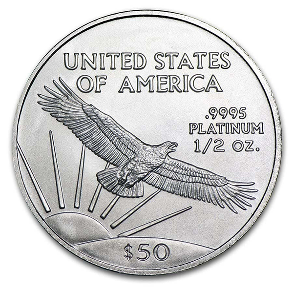 1/2 Oz Platinum American Eagle, Any Date/Type, .9995 Pure