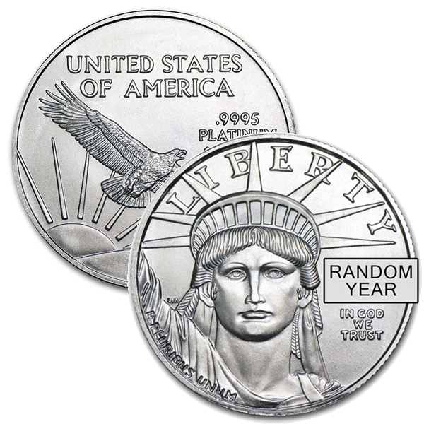 1/2 Oz Platinum American Eagle, Any Date/Type, .9995 Pure
