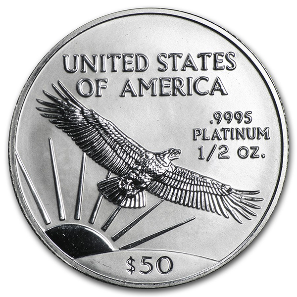 1/2 Oz Platinum American Eagle, Any Date/Type, .9995 Pure