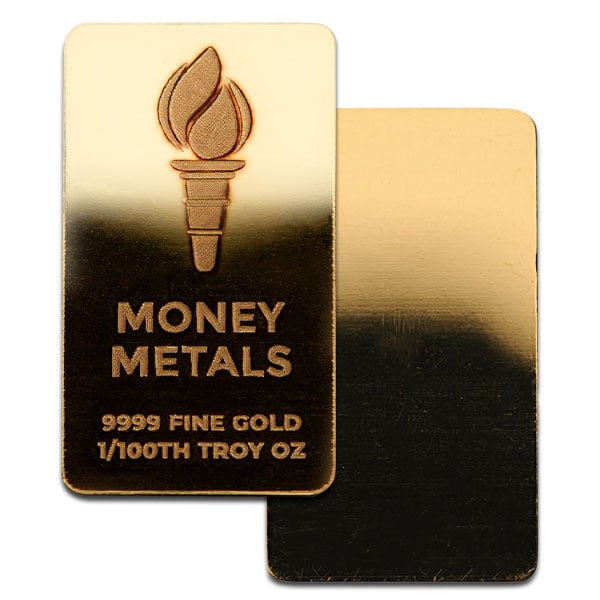 Money Metals 1/100 Troy Oz Gold Bar, .9999 Pure