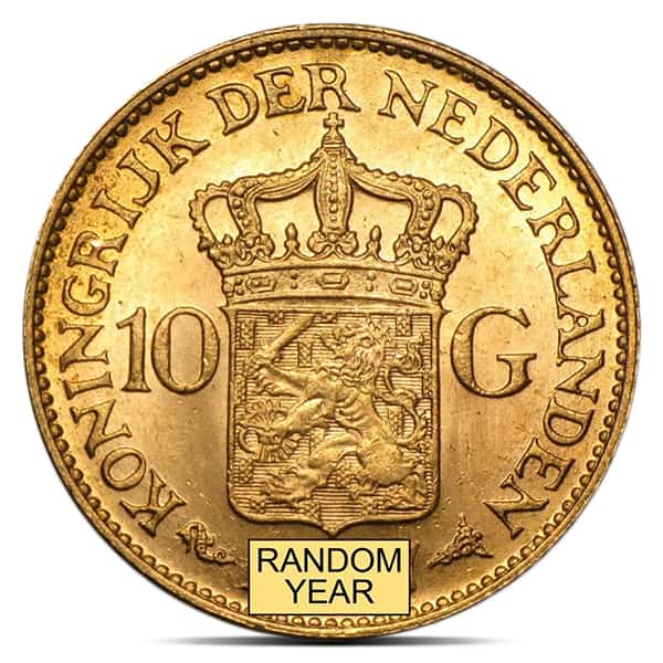 Netherlands Gold 10 Guilders, .1947 Ounce Gold Content Coin