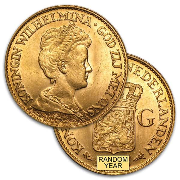 Netherlands Gold 10 Guilders, .1947 Ounce Gold Content Coin