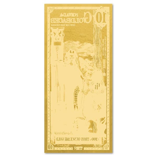 10 Nevada Goldback - Justitia, 1/100th Troy Oz 24k Gold-Backed Bill