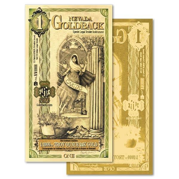Nevada Goldback State Bundle - One .9999 Gold-Backed Bill of Each Denomination (1, 5, 10, 25 and 50)