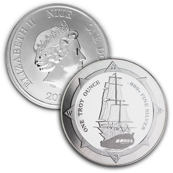 New Zealand Mint's HMS Bounty - 1 Oz .999 Silver Coin thumbnail
