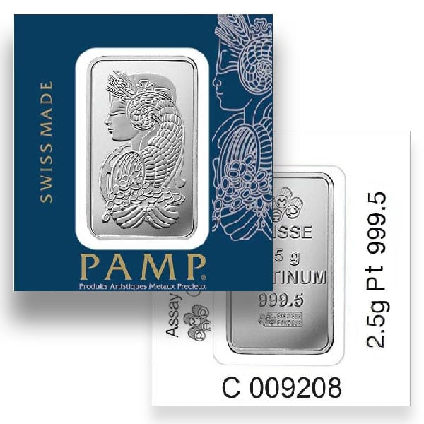 Platinum Bar, 2.5 Gram, .9995 Pure