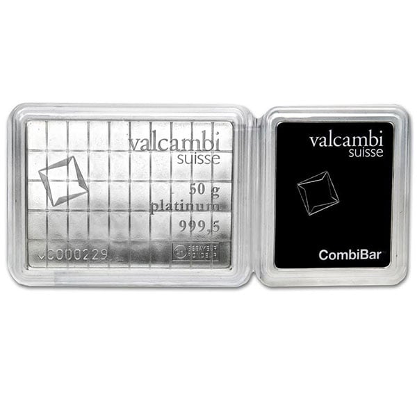 Platinum Valcambi CombiBar - 50 x 1 Gram .9995 (1.608 troy Oz)