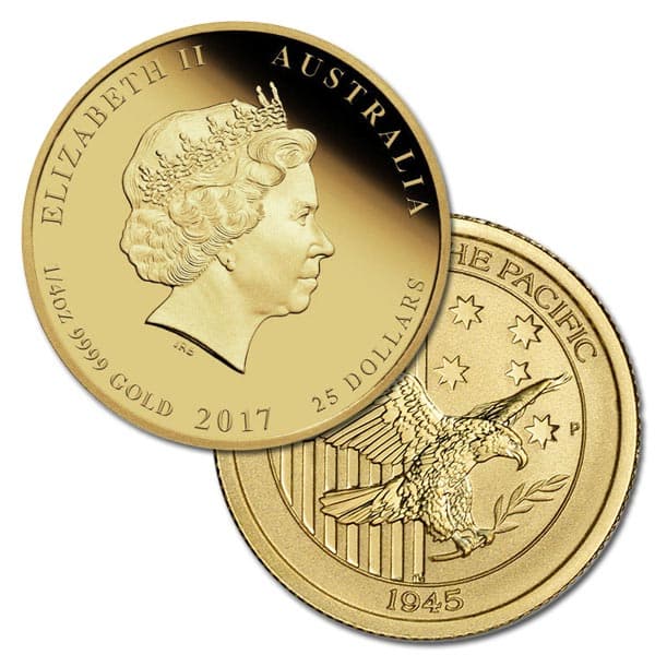 1/4 Oz Gold Australian Victory in the Pacific Coin, .9999 Pure (Dates Our Choice)