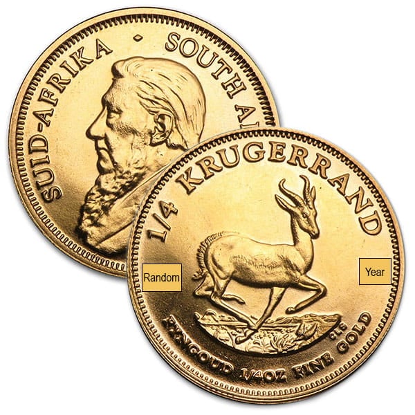 1/4 Oz South African Krugerrand Gold Coin  (22k Purity)