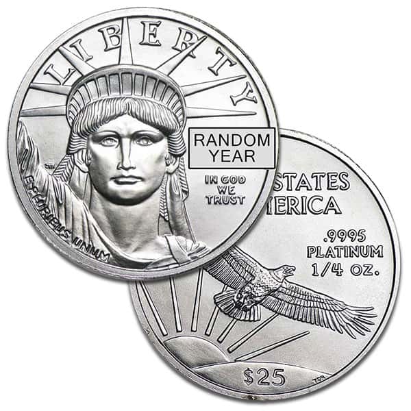 1/4 Oz Platinum American Eagle, Any Date/Type, .9995 Pure