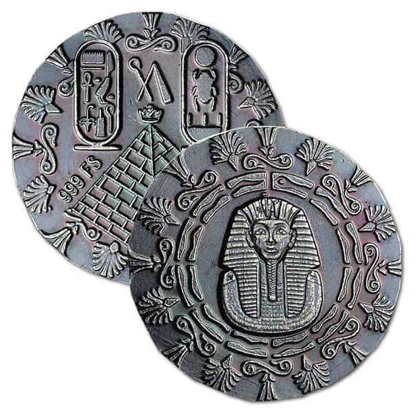 Egyptian King Tut 1/4 Oz Silver Round - .999 Pure