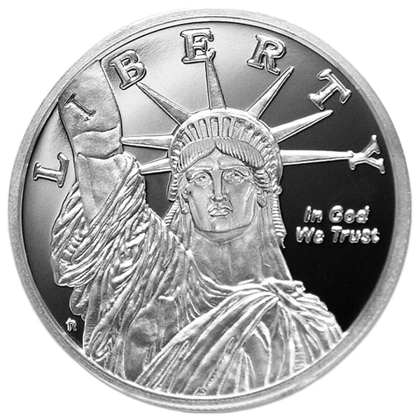 1/4 Troy Ounce STATUE OF LIBERTY Silver Round, .999 Pure thumbnail
