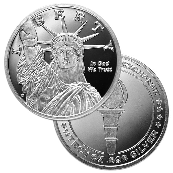 1/4 Troy Ounce STATUE OF LIBERTY Silver Round, .999 Pure
