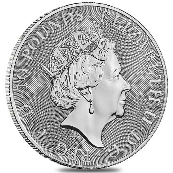 2019 British Royal Mint Queen's Beast; Unicorn - 10 Oz Silver Coin .9999 Pure