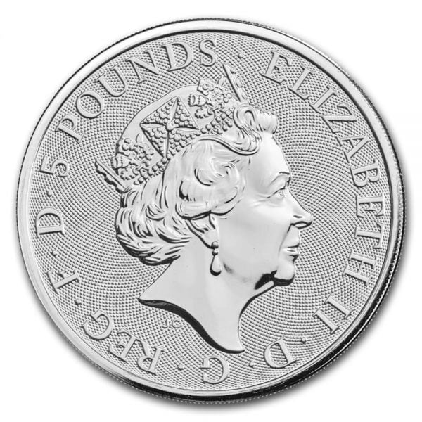 British Royal Mint Queen's Beast; Black Bull - 2 Oz Silver Coin .9999 Pure thumbnail