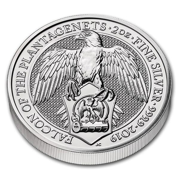 Buy 2 Oz British Silver Falcon of the Plantagenets Coins