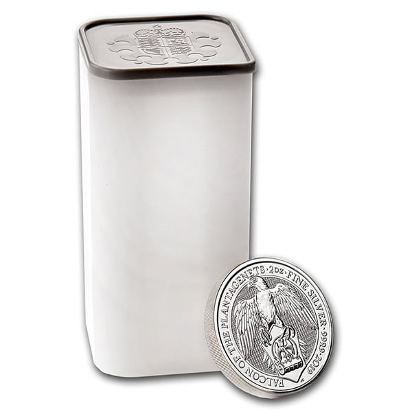 British Royal Mint Queen's Beast; Falcon - 2 Oz Silver Coin .9999 Pure