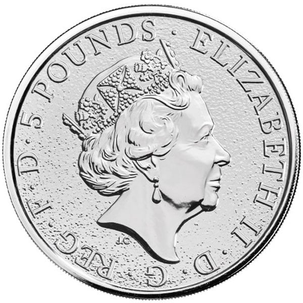 2018 British Royal Mint Queen's Beast; Unicorn - 2 Oz Silver Coin .9999 Pure