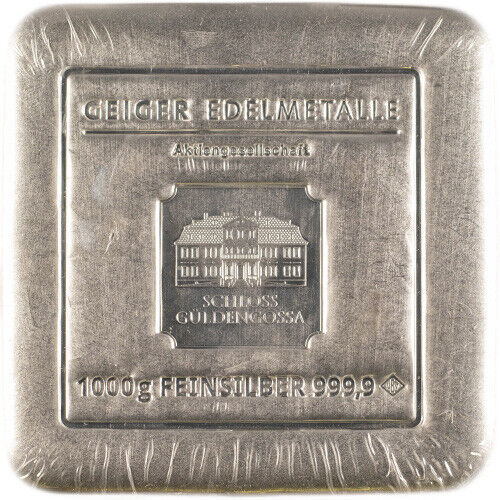 Geiger SILVER Bar - 1 Kilo .999 Pure, Mint Sealed
