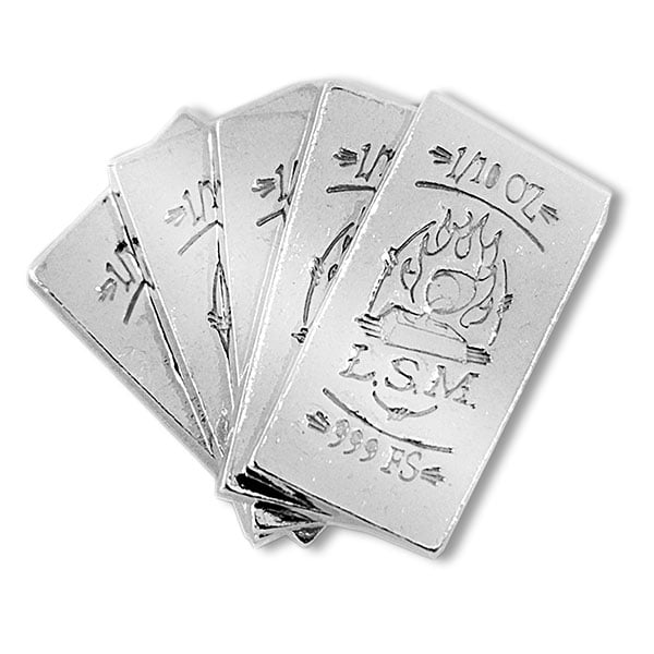 Silver Barter Bag - Bag Contains 10 Bars, Each 1/10 Oz .999 Fine Silver