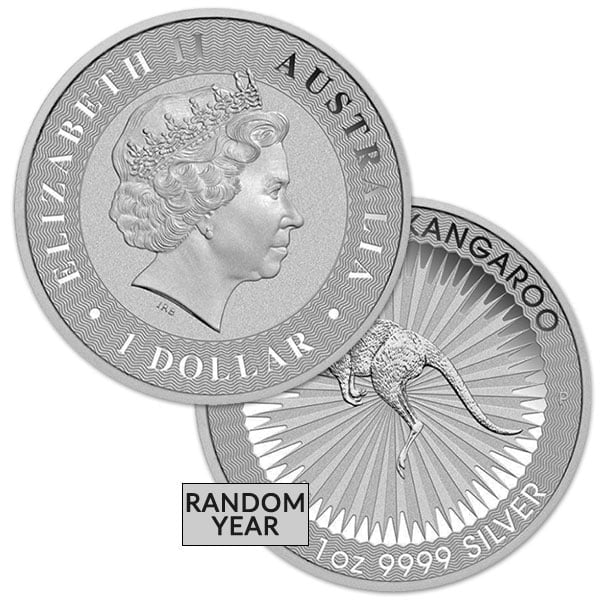 1 oz Australian Silver Kangaroo Bullion Coin, Queen Elizabeth II