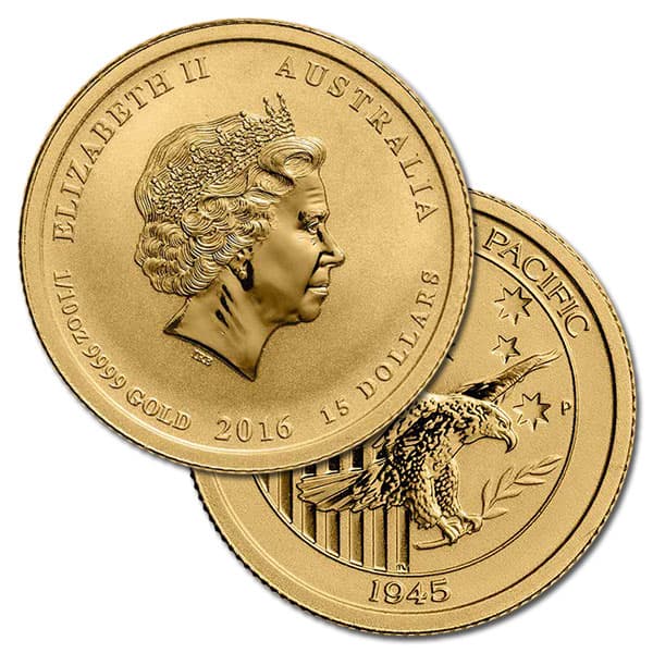 1/10 Oz Gold Australian Victory in the Pacific Coin, .9999 Pure (Dates Our Choice)