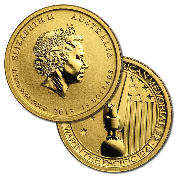1/10 Oz Gold Australian War in the Pacific Coin, .9999 Pure (Dates Our Choice)