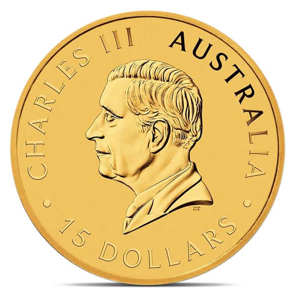 1/10 Oz Gold Australian Kangaroo, King Charles III - .9999 Pure (Random Date)
