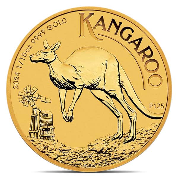 1/10 Oz Gold Australian Kangaroo, King Charles III - .9999 Pure (Random Date)